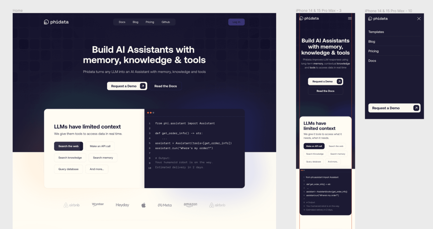 Phidata responsive design