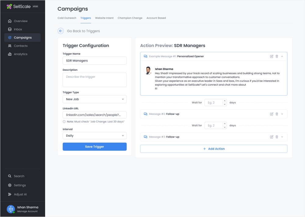 SellScale campaign builder - trigger setup