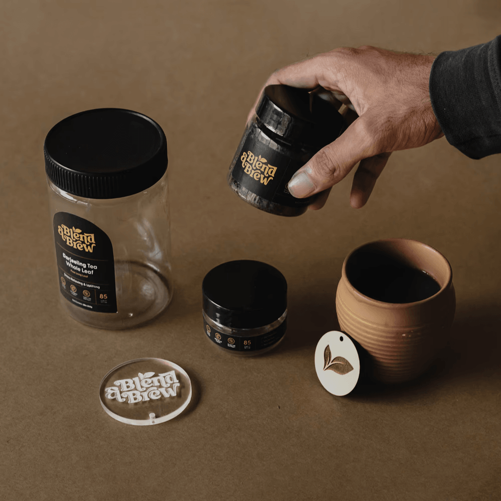 Blend & Brew tea containers and ingredients