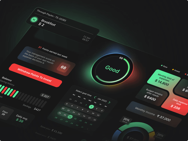 Finstant financial app interface