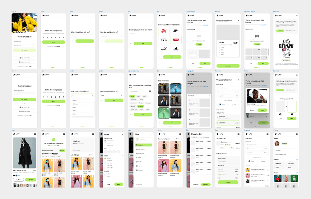 My Drip mobile interface concepts
