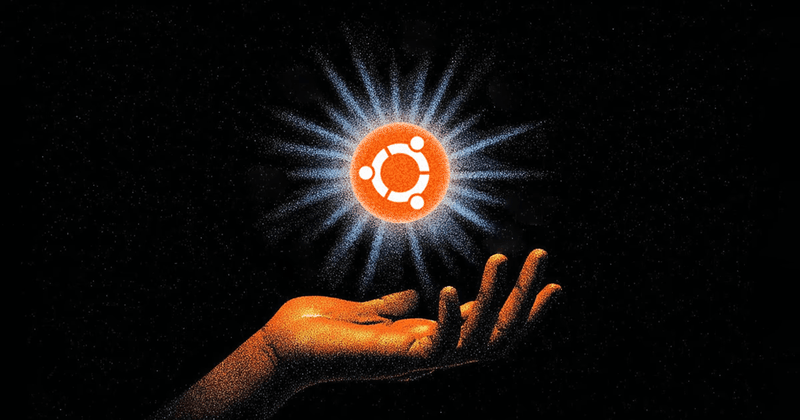 Hand reaching toward a glowing Ubuntu logo with radiating light effects, symbolizing automated server deployment and mastery