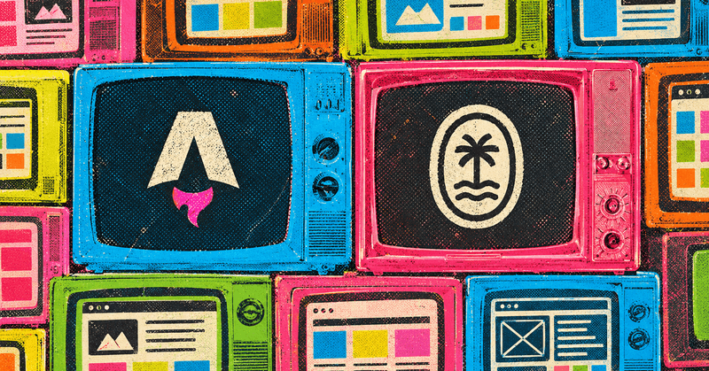 Colorful vintage televisions display abstract symbols and retro website layouts.